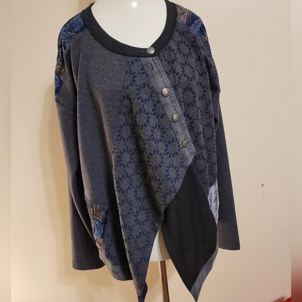 Anvrdie Art-to-wear Charcoal Gray Sweater, Mixed Textures, Sz 4 Turkey AL